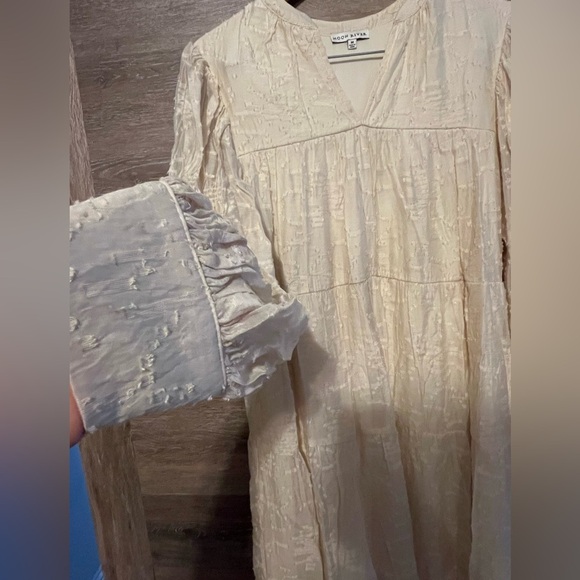 Moon River Long Dress Large Maxi Ivory bohemia long sleeve boho cottage core - Picture 4 of 11